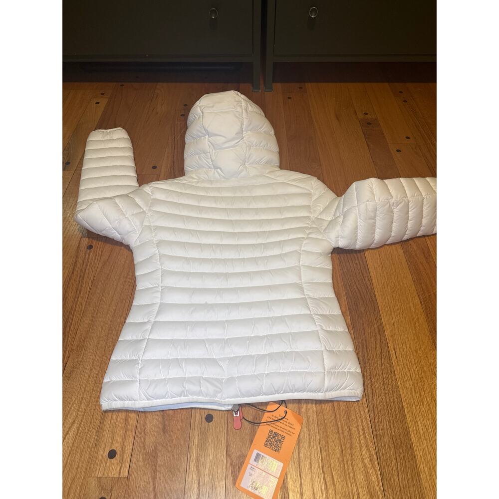 NEW Save The Duck Daisy Hooded Puffer White Jacket Women’s Sz 0 / XS - Picture 10 of 14
